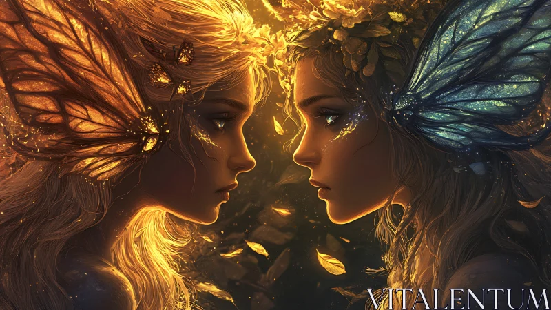 Twin fae sisters trade whispered starlight across the dusk