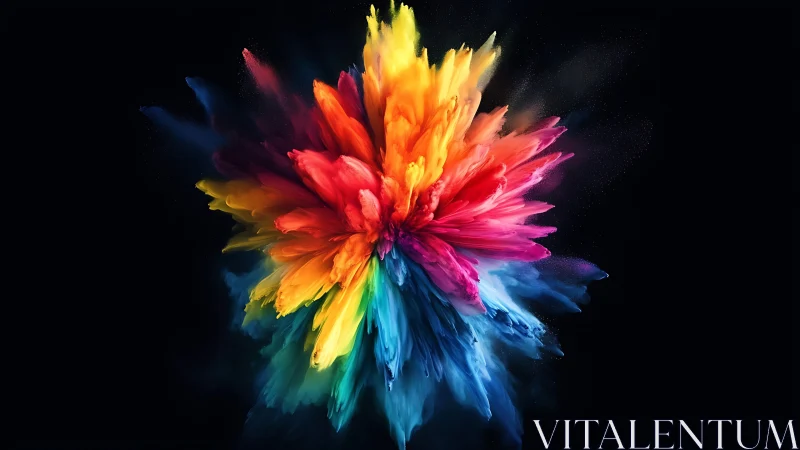 Colorful burst of powder blooms into a radiant flower form