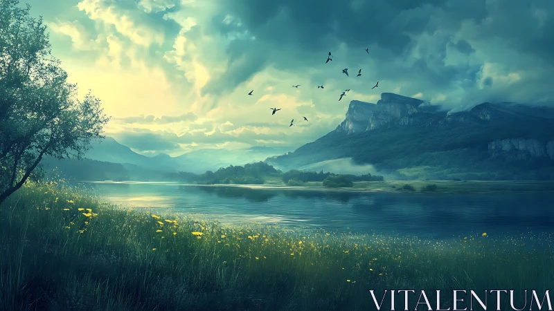 Sky-drenched valley lake where wild light learns to breathe.