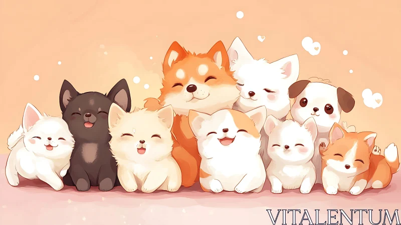 Seven Smiling Companions in Peachy Dreams.