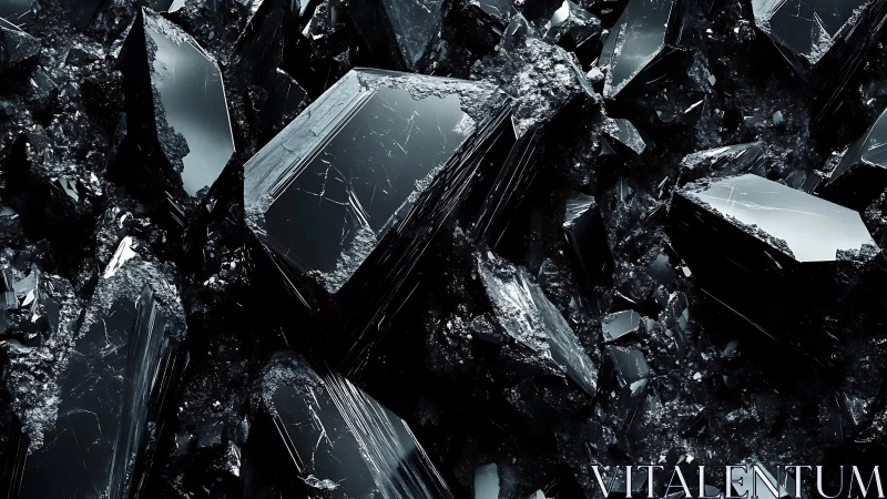 Gleaming midnight crystals clustered in shadowed silence.