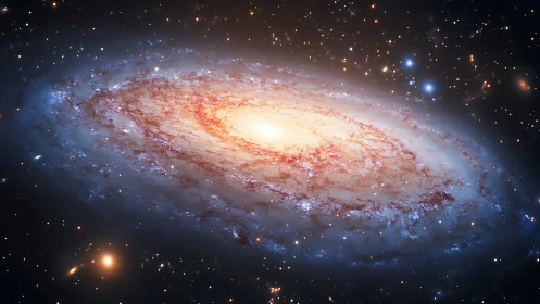 Edge-on barred spiral galaxy with luminous stellar bulge.