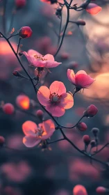 Pink Flowers at Golden Hour.