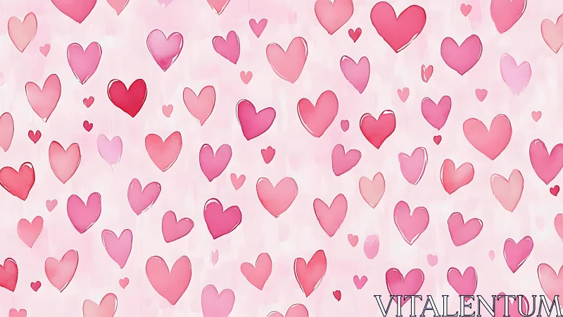 Floating Pink Hearts Against Soft Pastel Background