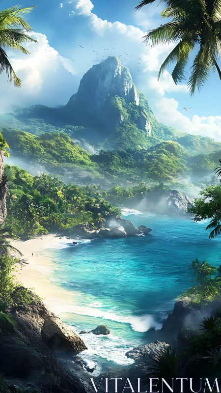 Tropical Island Peak with Beach Cove