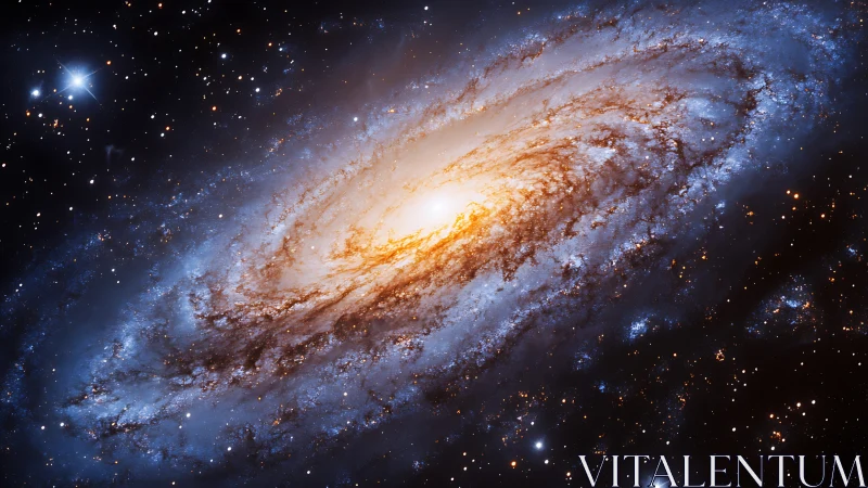 Spiral galaxy structure with dense central stellar core.