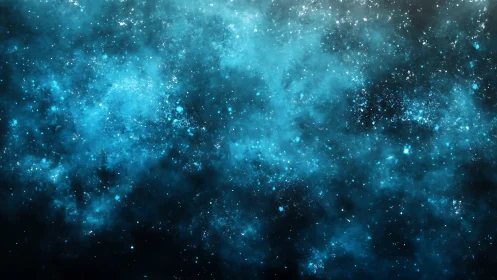 Soft blue starry nebula swirling through a dreamy night sky.