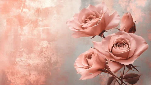 Rose blooms rendered against textured background surface.