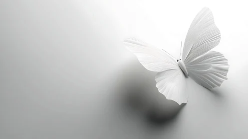 Minimal white butterfly on soft gradient background.