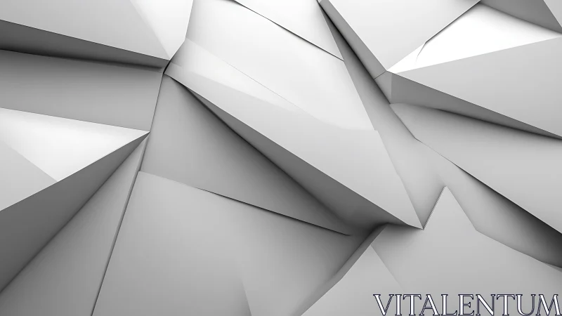Low-poly faceted white geometry with sharp planar creases