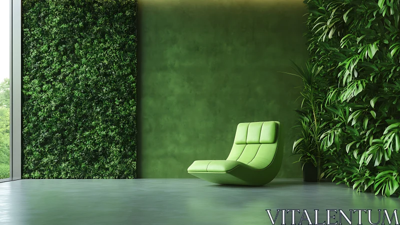 Serene Green Sanctuary With Modern Lime Chair.