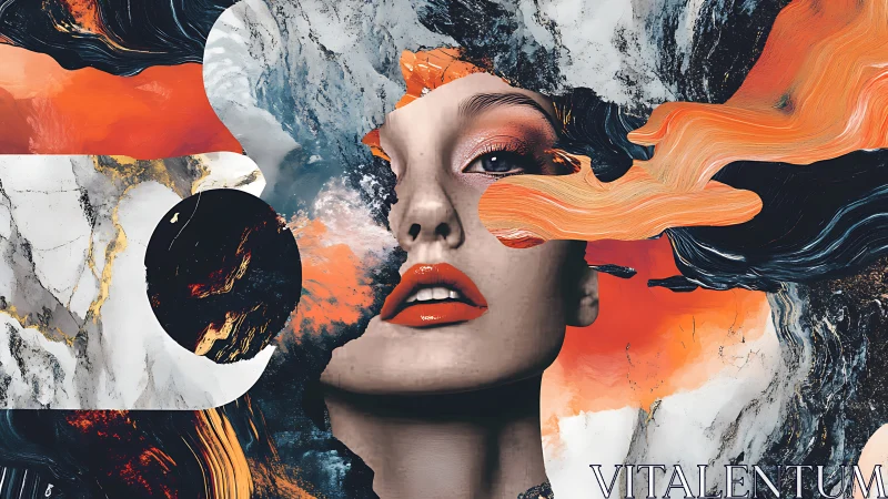 Molten nebula brushstrokes crown a surreal painted portrait