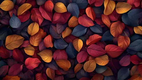 Crimson and gold autumn leaves create a cozy seasonal tapestry