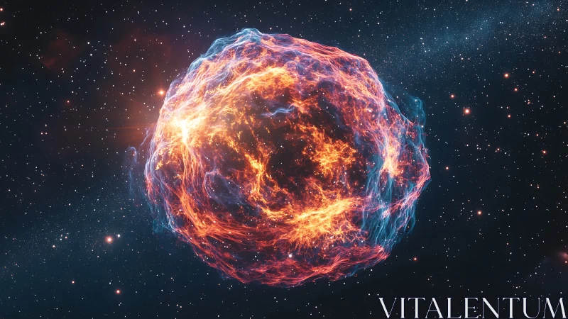 Fiery cosmic nebula core glows against dense starfield backdrop.