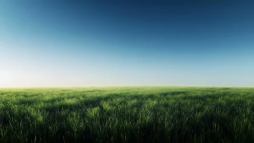 Expansive grassland recedes toward a minimal gradient sky