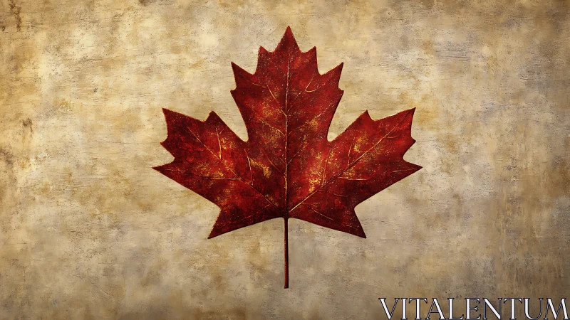 Crimson maple sigil glowing against weathered autumn wall.