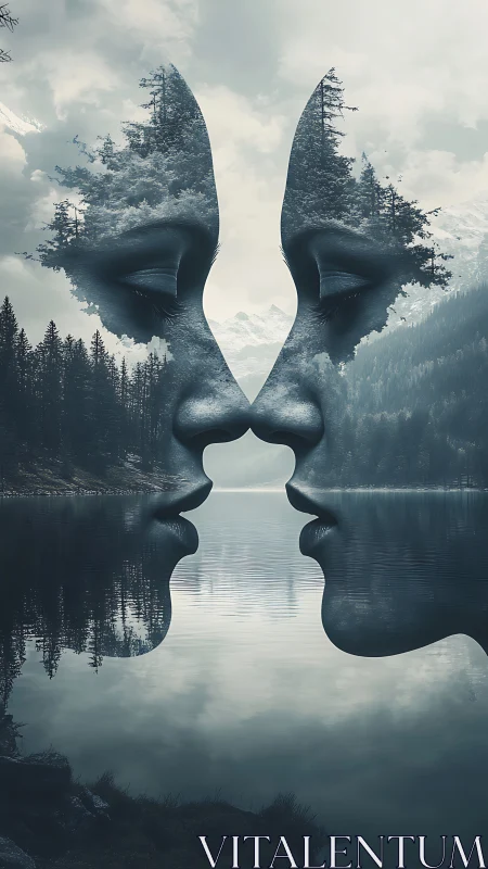 Whispered forest faces emerge from a mirrored mountain lake.