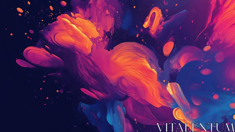 Neon plumes swirling in cosmic abstract liquid space.