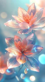 Luminescent Glass Flowers with Bokeh Lighting