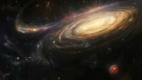 Spiral galaxy forms radiant accretion disk amid starfield.