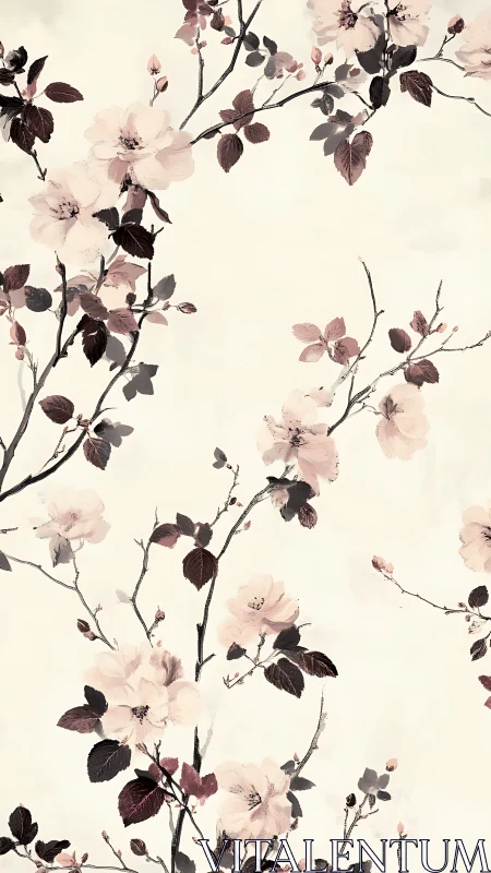 Dancing Blooms: Watercolor Whispers in Sepia.