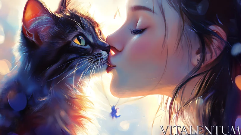 Portrait of Person and Cat in Golden Light