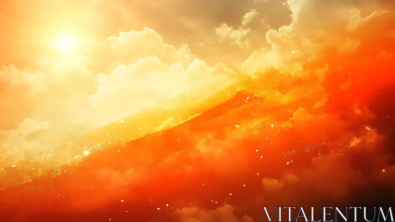 Glowing sunset clouds drifting through a dreamy golden sky.