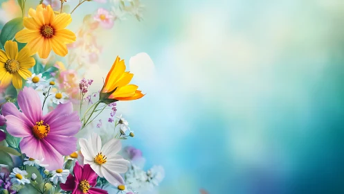 Botanical symphony blooms where golden rays meet vibrant petals dancing