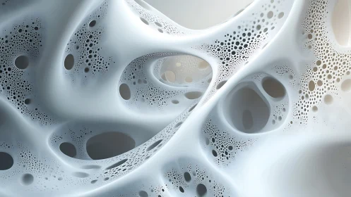Parametric porous membrane topology with soft volumetric curvature.