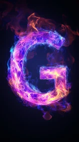 Neon Energy Letter G Blazes With Electric Fire and Magic