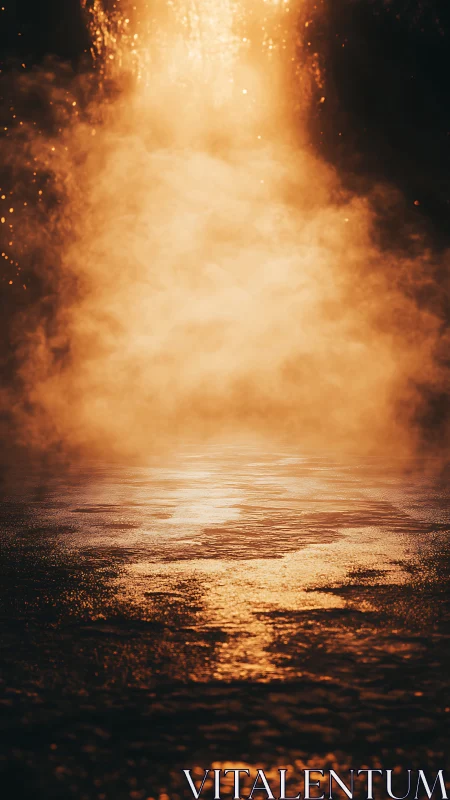 Molten Radiance: Dust Particles Dancing Through Golden Inferno