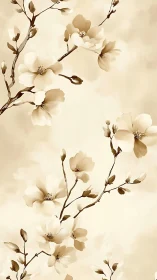 Delicate Magnolia Blooms Dance Across Soft Cream Canvas