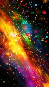 Prismatic comet stream streaking through a neon starfield.