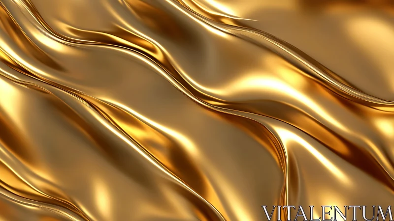 3D metallic gold waves with fluid reflective surface dynamics.