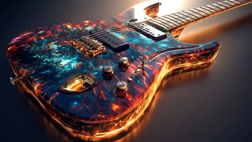 Starlit nebula guitar blazing with molten cosmic riffs.