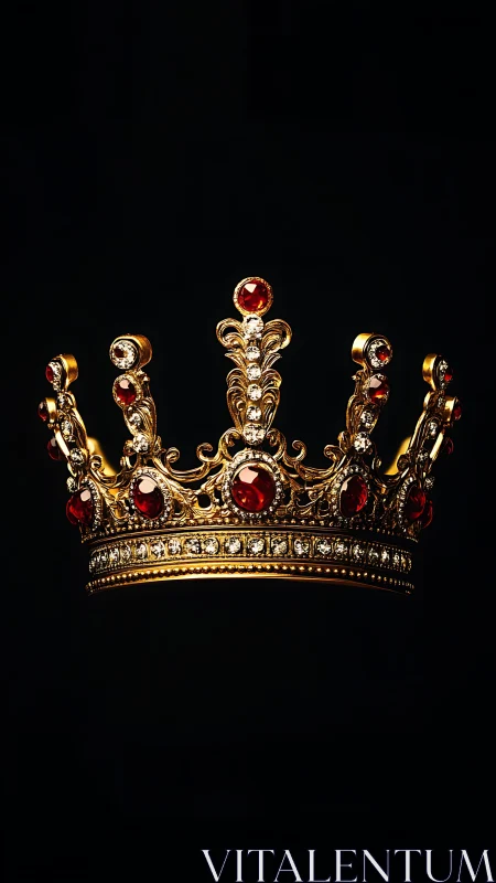 Ruby-lit crown floats in darkness, humming with quiet power