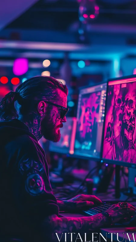 Neon-soaked game artist bends midnight into pixel storms