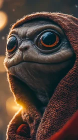 Hooded alien creature rendered in cinematic photoreal detail