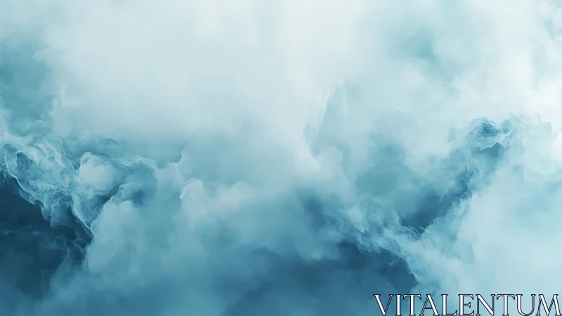 Ethereal Blue Smoke Cloud Abstract Background in Soft Tones.