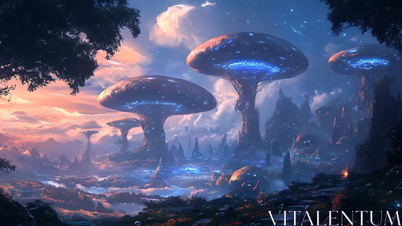 Bioluminescent Fungal Colossi Guarding a Twilight Exoplanet.