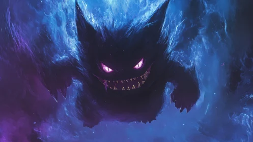 Shadowy ghost creature emerges from swirling blue void.