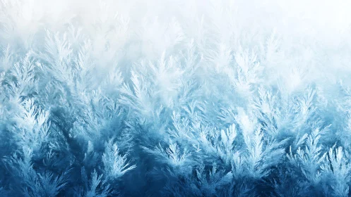 Frosty Ice Crystals Pattern in Cool Blue Winter Abstract Art.