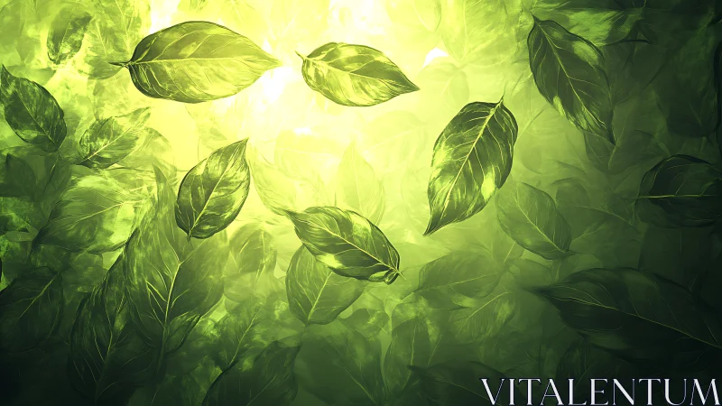 Sunlit leaves drift upward like emerald wishes in water