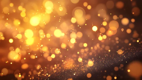 Golden bokeh lights abstract background in warm festive style.