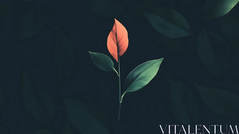 Chromatic leaf triad on low-luminance botanical field.