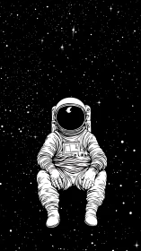 Dreamy lone astronaut drifting softly through starlit space.