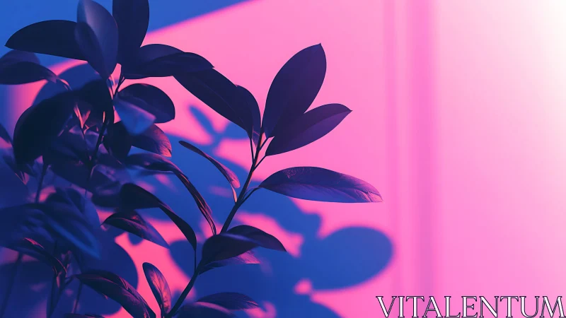 Neon-lit plant silhouette glows against bold pink backdrop
