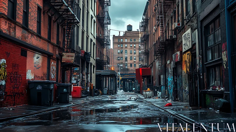 Rain-slicked graffiti alley humming with cold urban echoes.