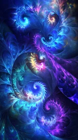 Vibrant cosmic fractal spirals twist through luminous nebulae