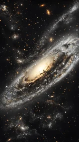 Spiral galaxy pirouettes through star-salted cosmic dusk